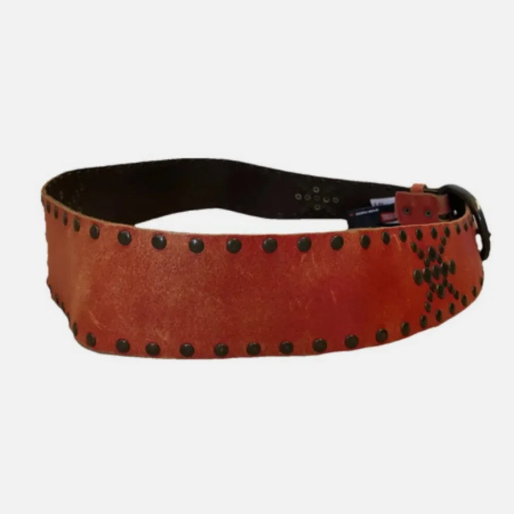NWOT Diesel Red Leather Studded Belt Made in Italy